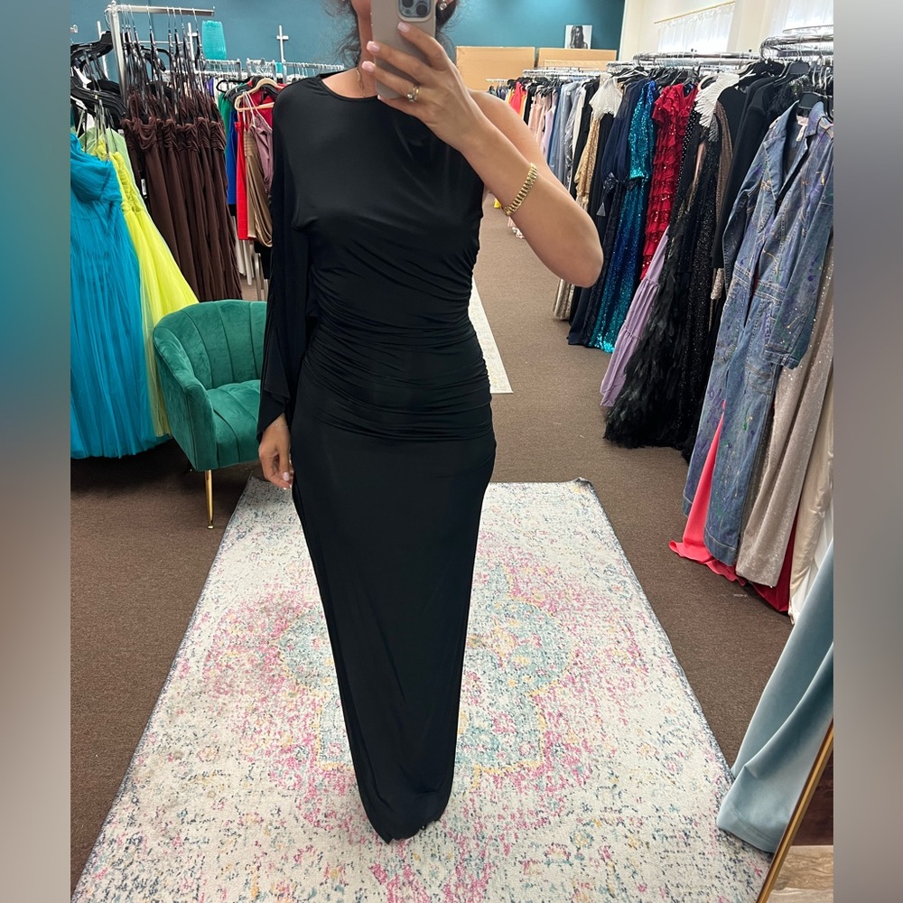 BCBGMaxAzria Black Asymmetrical One Shoulder Cocktail Dress - Picture 5 of 9